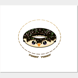 kawaii chocolate doughnut | yummy Posters and Art